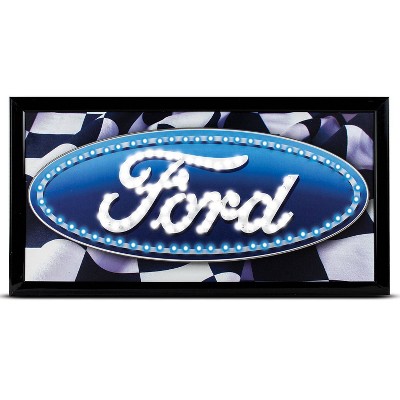 Officially Licensed Ford Logo Framed LED Sign Blue/Black - Crystal Art Gallery