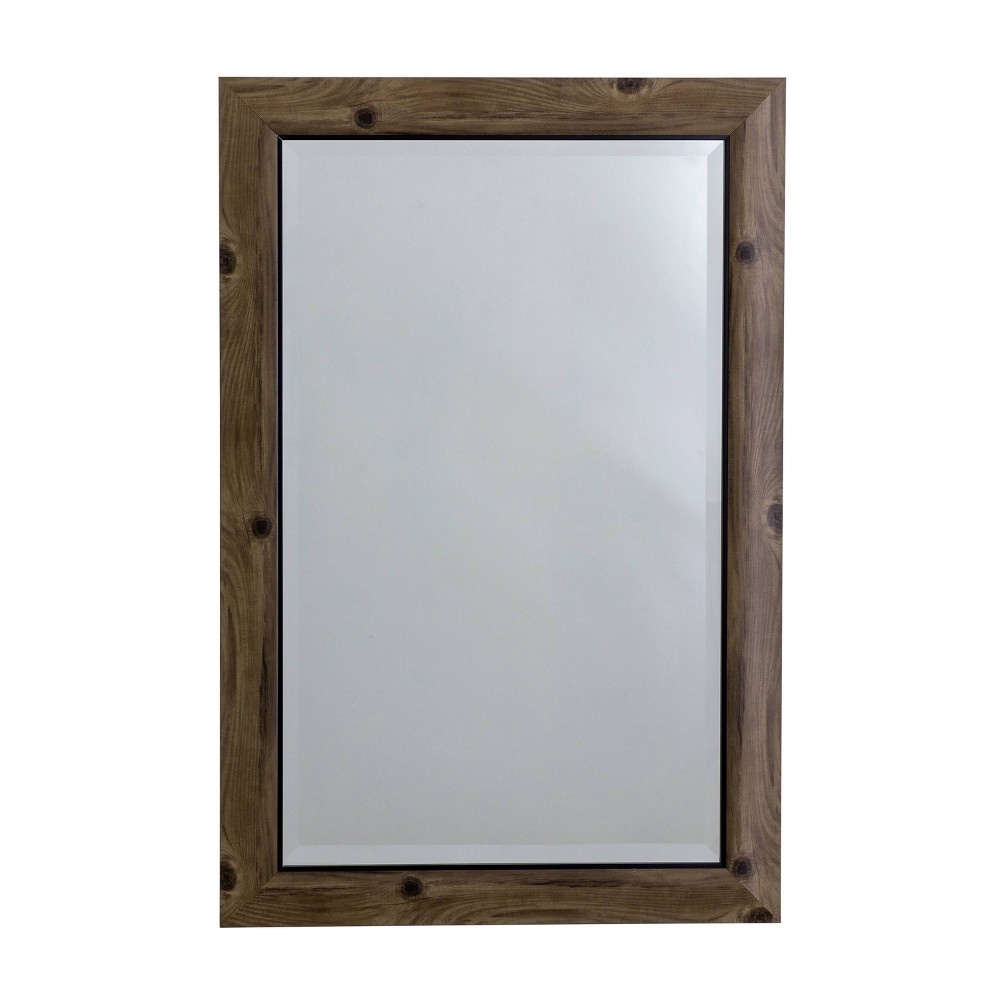 Photos - Wall Mirror Natural Light Wood Decorative  with Beveled Edge Gray - Yosemite Home Decor