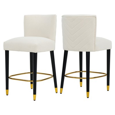 DSVIMOY Counter and Bar Stool Modern Design with Circular Footrest and Gold Finish for Dining, Beige, 24.75"*22.75"*22.75"