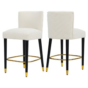 DSVIMOY Counter and Bar Stool Modern Design with Circular Footrest and Gold Finish for Dining, Beige, 24.75"*22.75"*22.75" - 1 of 4