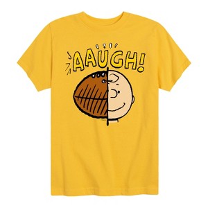 Boys' - Peanuts - Charlie Brown Aaugh Football Head Short Sleeve Graphic T-Shirt - 1 of 4