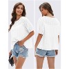 EXLURA Women's Summer Tops Dressy Casual Short Lantern Sleeve Shirts Crew Neck Hollow Out Lace Embroidered Blouses Shirts - 4 of 4