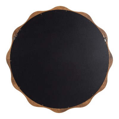Hatherleigh 28" Rustic Brown Scalloped Round Wood Mirror