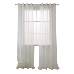 RT Designers Collection Cara Grommet Curtain Panel for Windows 54" x 84" Beige - 1 of 4
