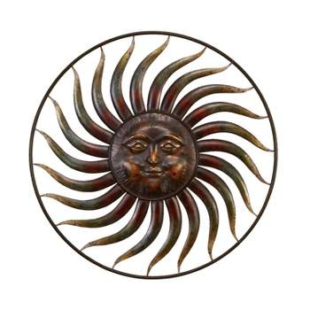 37" Iron Rustic Sun Wall Décor Brown - Olivia & May