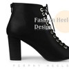 Perphy Women's Peep Toe Lace Up Chunky Heel Ankle Boots - 4 of 4