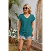 Coolmee Women Summer T Shirts Short Sleeve V Neck Tops Cute Fit Summer Casual Tee Tops Beach S Sky Blue - 3 of 4