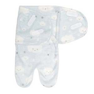Everyday Kids Newborn Swaddle Blanket – Plush Faux Fur Swaddle Sack with Soft Fleece Lining – 0–3 Month- Clouds - 1 of 3