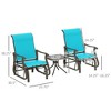 3-Piece Outdoor Gliders Set Bistro Set with Steel Frame, Tempered Glass Top Table for Patio, Garden - 3 of 4