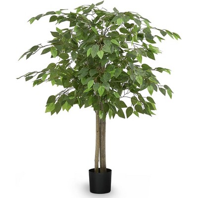 Maia Shop Artificial Ficus Tree Faux Silk Tropical Home Decoration with Realistic Leaves and Trunks Ideal for Home and Office