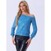 Allegra K Women's Sequin Party Sparkly Glitter Long Sleeve Off Shoulder Top - 4 of 4