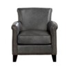 Classic Traditional Gray Accent Chair 1pc Solid Wood Frame Top-Grain Leather Nailhead Trim Living Room Furniture - 2 of 4