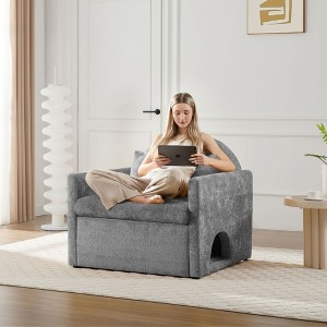 NicBex Oversized Chenille Single Sofa with Back Cushion & Cat House Inside,Unique Design Futon Couch for Living Room,Bedroom - 1 of 4