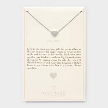 Tiny Tags Silver Plated Heart Chain Necklace - Silver