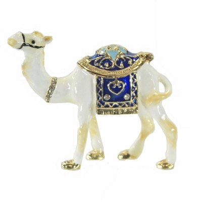 Hinged Trinket Box 2.5" White Camel Box Magnetic Saddle Hump  -  Decorative Figurines