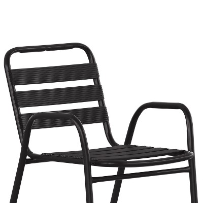 Lila 31'' Black Commercial Metal Indoor-Outdoor Stack Chair
