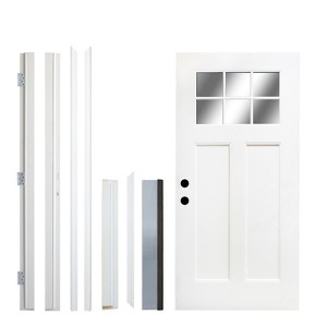 PexFix 36"x80" 6-Lite 2-Panel Fiberglass Composite Door White Right Hand Inswing Entrance Door Exterior Front Entry Doors With 4-9/16 Frame - 1 of 4