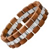 Steeltime Men's stainless steel and wood thick link bracelet - 2 of 4