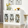 Okak Barn Door Style Buffet Cabinet with Storage for Living Room 34.5" Farmhouse Kitchen Sideboard Cabinet with Adjustable Shelf - 2 of 4