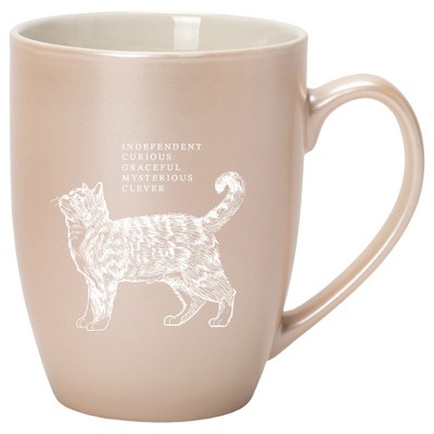 Elanze Designs 10 Ounce Ceramic Decorative Laser Engraved Giftable Novelty Tea Coffee Cup Mug Precious Pearl Cat Independent Curious Mysterious