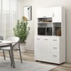 66" Buffet with Hutch, Kitchen Pantry Cabinet with 2 Large Cabinets, Flip Up Door, 3 Drawers and Countertop - 2 of 4