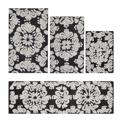 Medallion Collection 4 Piece 100% Cotton Tufted Bathroom Rug Set  with Non-Slip Backing, Machine Washable, Tumble Dry Bath Mat