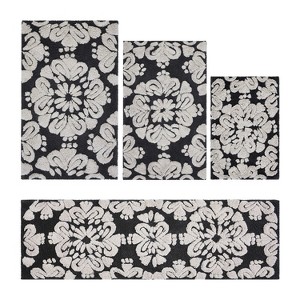 Medallion Collection 4 Piece 100% Cotton Tufted Bathroom Rug Set  with Non-Slip Backing, Machine Washable, Tumble Dry Bath Mat - 1 of 4