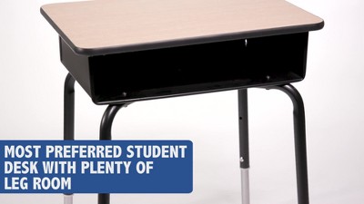 Adjustable Height Black and Natural Wood Student Desk
