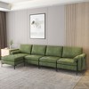 Costway Modular Extra-Large 4 Seat Sectional Sofa with Reversible Chaise & 2 USB Ports Army Green - 2 of 4