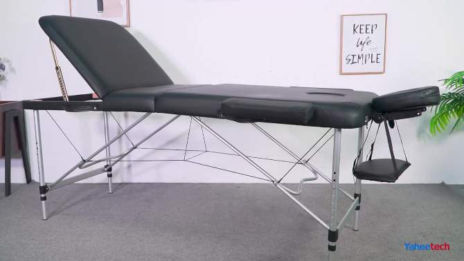 Yaheetech Portable Aluminium 3 Folding Massage Tables with Non-Woven Bag Black, 2 of 11, play video