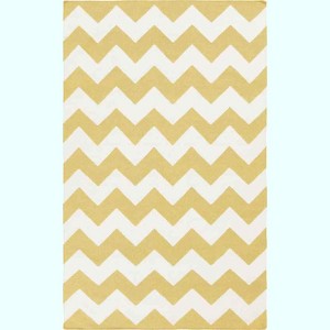 Mark & Day Wordragen 2'x3' Rectangle Woven Indoor Area Rugs Bright Yellow: Modern Handwoven Wool, Stain-Resistant, Chevron Pattern - 1 of 3