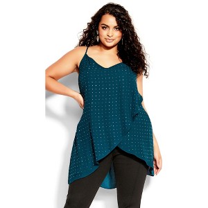Women's Plus Size Shine Hi Lo Cami - emerald | CITY CHIC - 1 of 4