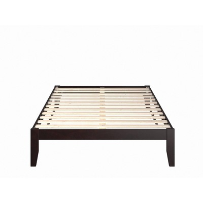 Espresso Wood Full Platform Bed with Charging Station