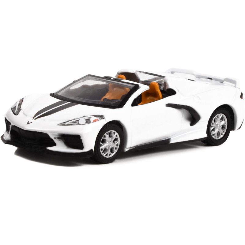 2020 Chevrolet Corvette C8 Stingray Convertible Arctic White with Black Stripes (Lot #1275) 1/64 Diecast Model Car by Greenlight, 2 of 4
