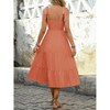 Womens Dress Smocked Sleeveless A Line Print Shoulder Tie Detail Midi Dress - 3 of 4
