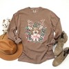 Simply Sage Market Women's Coquette Deer Wreath Long Sleeve Garment Dyed Tee - 3 of 4