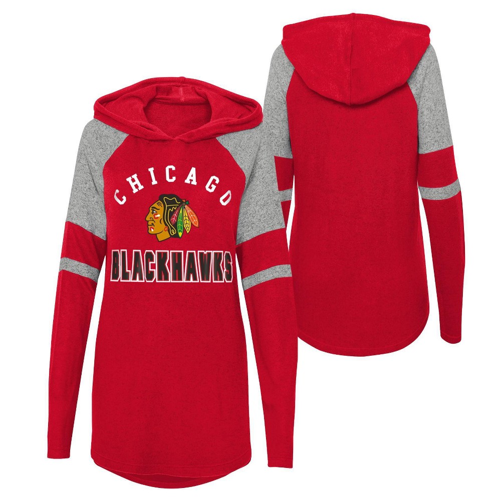 NHL Chicago Blackhawks Girls' Long Sleeve Lightweight Hoodie - Large