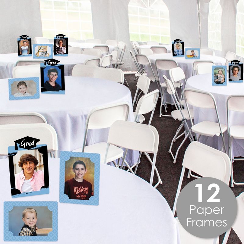 Big Dot of Happiness Light Blue Graduation Party Centerpieces - 4x6 Picture Display - Paper Photo Frames - Set of 12, 3 of 10