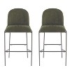 Sapphtopaz 2PCS Modern Bar Stools with Backrest & Footrest Upholstered Counter Height Stools with Metal Legs Barstools for Kitchen Island - 3 of 4