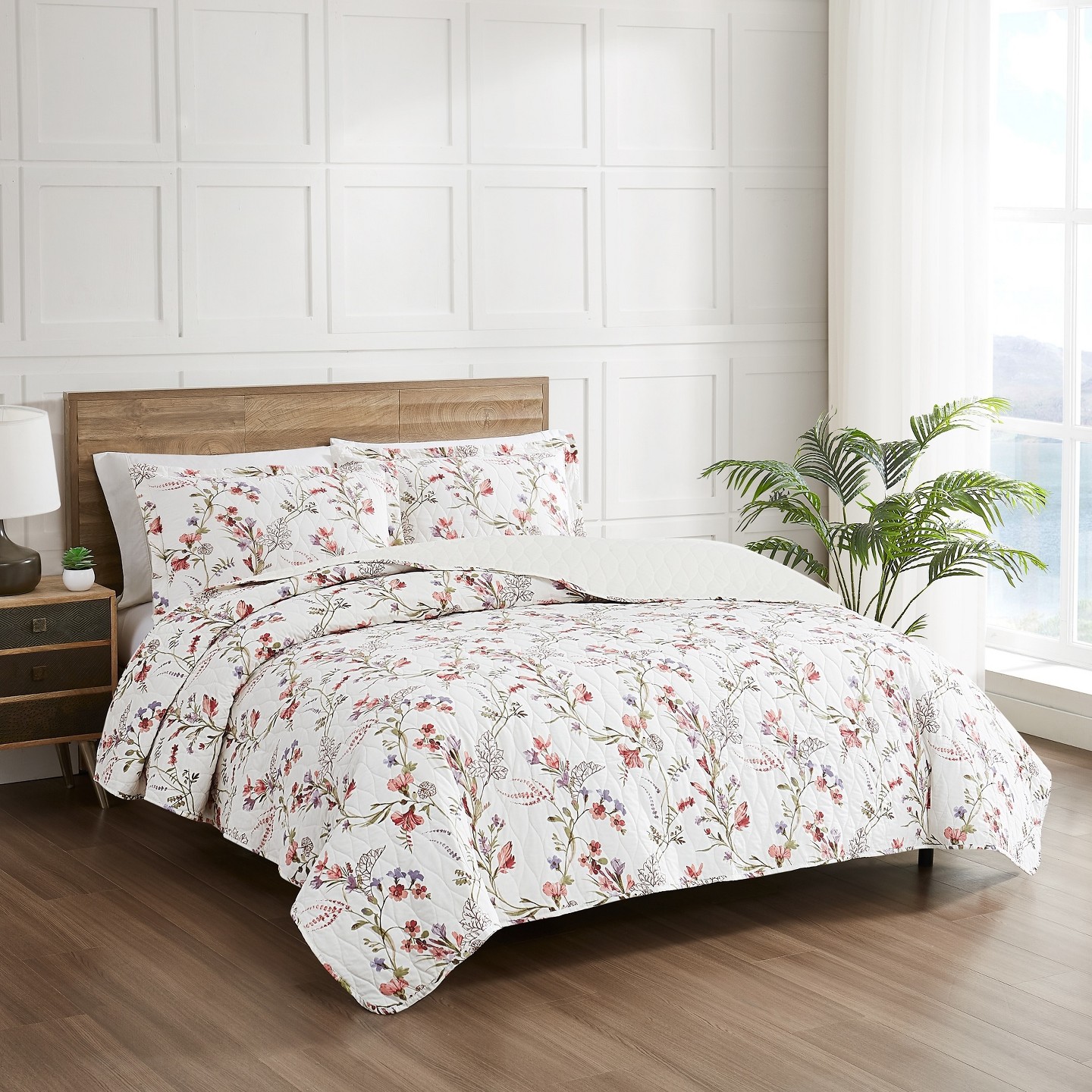 Комплект с покрывалом Modern Threads Ariana 2-Piece Reversible Cotton Floral Quilt Set, цвет: С принтом — фото 1