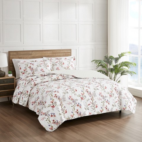 Modern Threads Ariana 2-Piece Reversible Cotton Floral Quilt Set, Twin