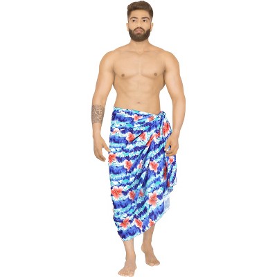 LA LEELA Men's Pareo Sarong Bath Swim Pareo Beach Wrap One Size Navy Floral