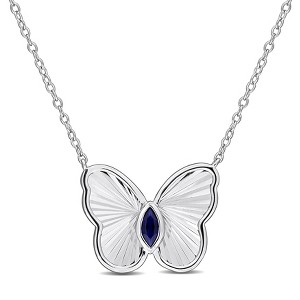 EVERLY JEWELRY  |   Sterling Silver 1/8 CT TGW Created Blue Sapphire Necklace With Chain - 1 of 4