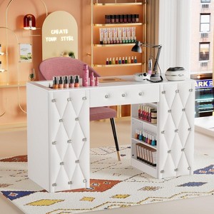 PAKASEPT Manicure Table Nail Desk, Nail Station with 2 Dust Bags, Storage Drawers & Cabinets, for Nail Tech, w/Dust Collector, Nail Supplies Decor - 1 of 4