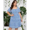 LXT- Women's Plus Size Square Neck Ruffle Sleeve Flowy Floral Summer Midi Dress with Pockets - 4 of 4