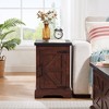 Resenkos Nightstand, Night Stand,Farmhouse end table Nightstand Rectangular Farmhouse End Table with Barn Door and Adjustable Storage Shelf,OAK Brown - 3 of 4