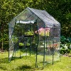 Sunnydaze Outdoor Portable Growing Rack Grandeur Mini Walk-In Greenhouse with Roll-Up Door - 4 Shelves - Clear - 3 of 4