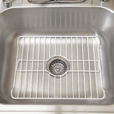 White Coated Steel Medium Sink Protector Rack