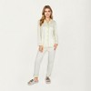 Anna-Kaci Lounge Women's 2-Piece Set Long Sleeve Button Front Top and Matching Relaxed Fit Pants Pajama Set with Contrast Piping - 3 of 4