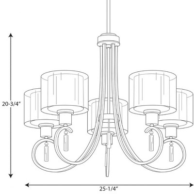 Brushed Nickel 5-Light Chandelier with Sheer Mylar Shade